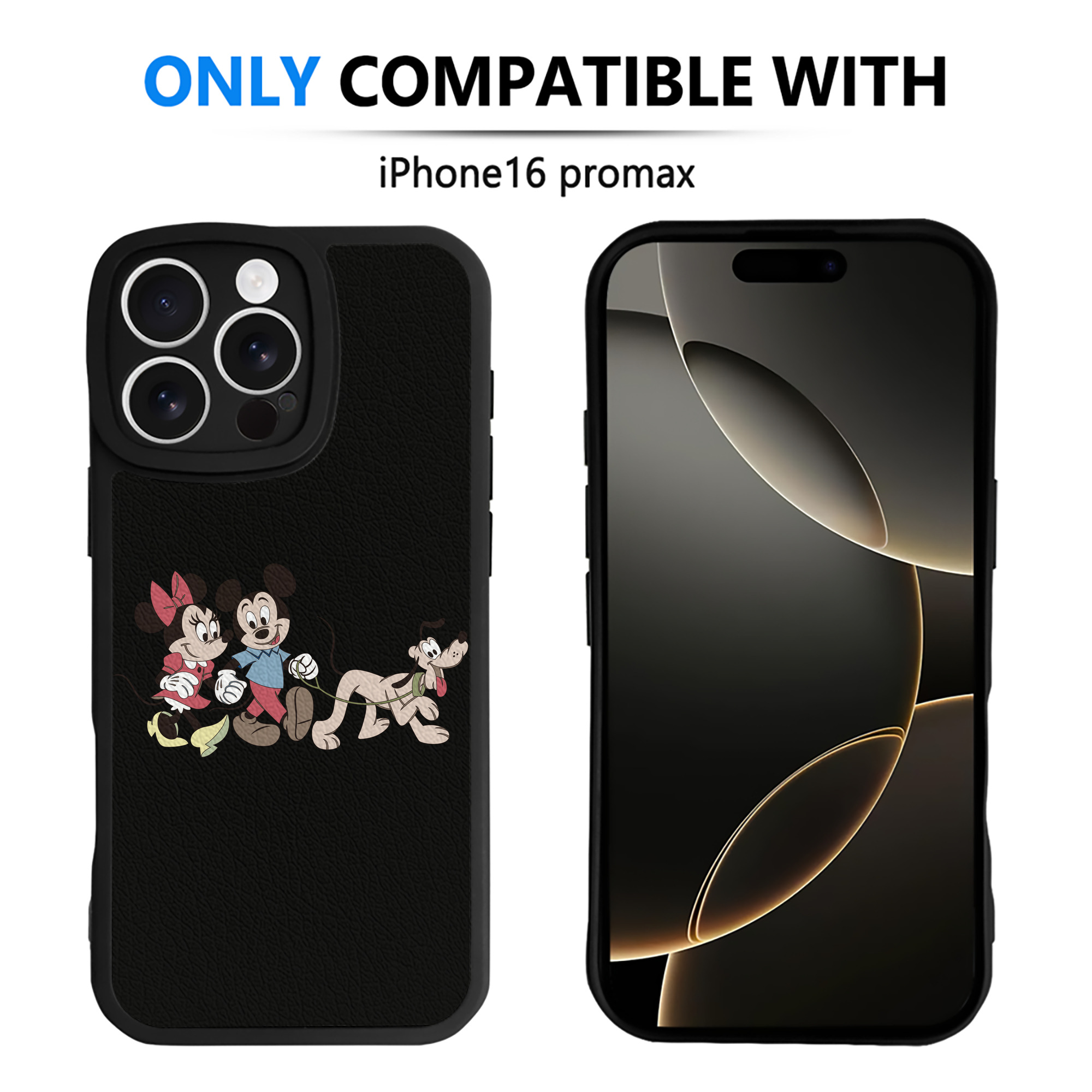 （画像用） ミッキーマウス Mickey Mouse 【iPhone 16シリーズ対応】シリコンスマホケース（レザー調） 材質：シリコン